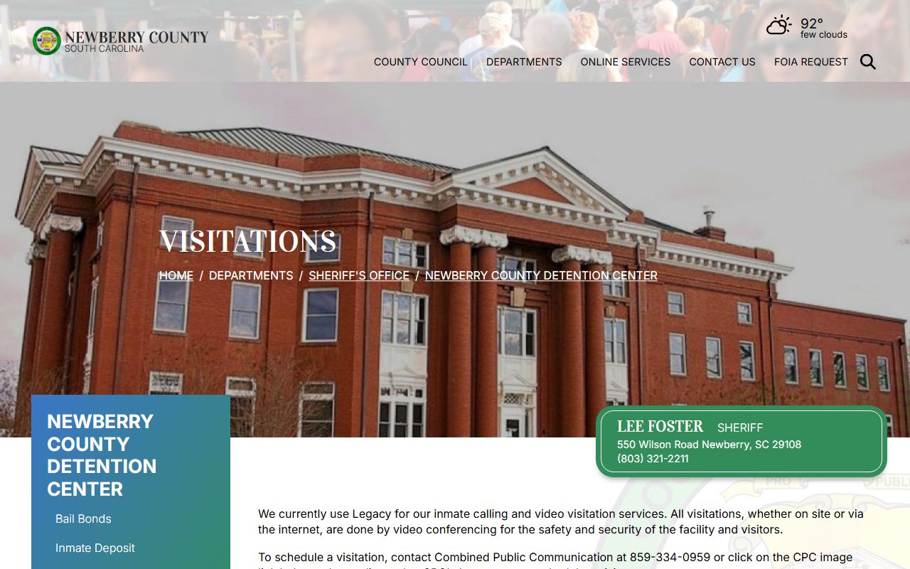 Newberry County Detention Center video visitation instructions