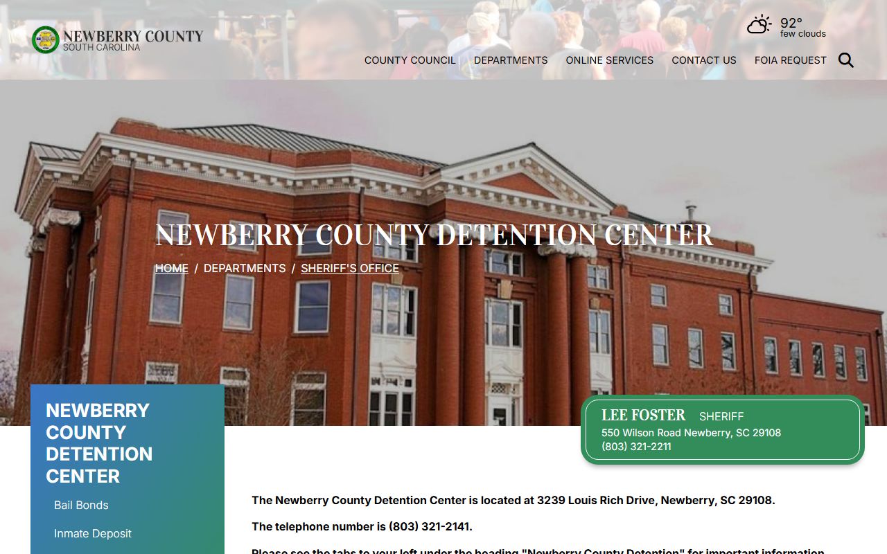 Newberry County Detention Center official overview page